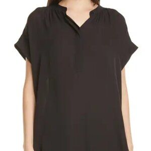 Vince Shirred Neck Silk Blouse